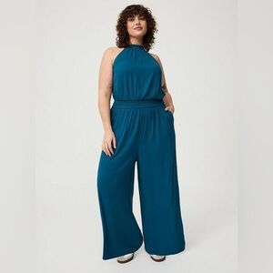 Torrid Deep Blue Halter Jumpsuit
